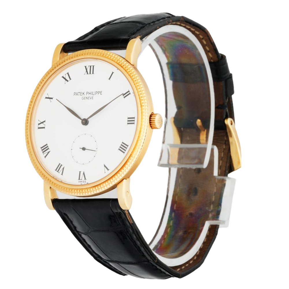 

Patek Philippe Silver 18K Yellow Gold Calatrava 3919J Men's Wristwatch 34 MM