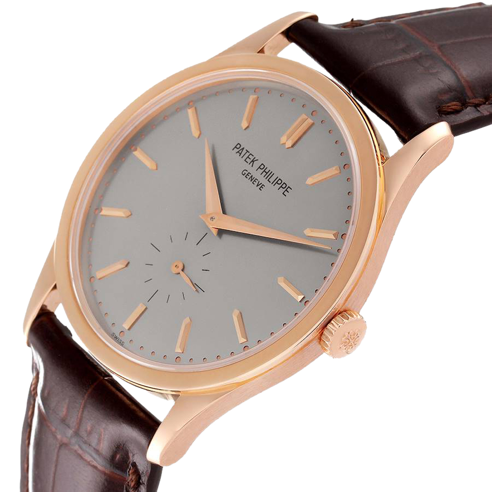 

Patek Philippe Silver 18k Rose Gold Calatrava 5196 Men's Wristwatch 37 MM