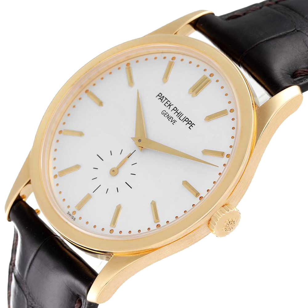 

Patek Philippe Silver 18k Yellow Gold Calatrava 5196 Men's Wristwatch 37 MM