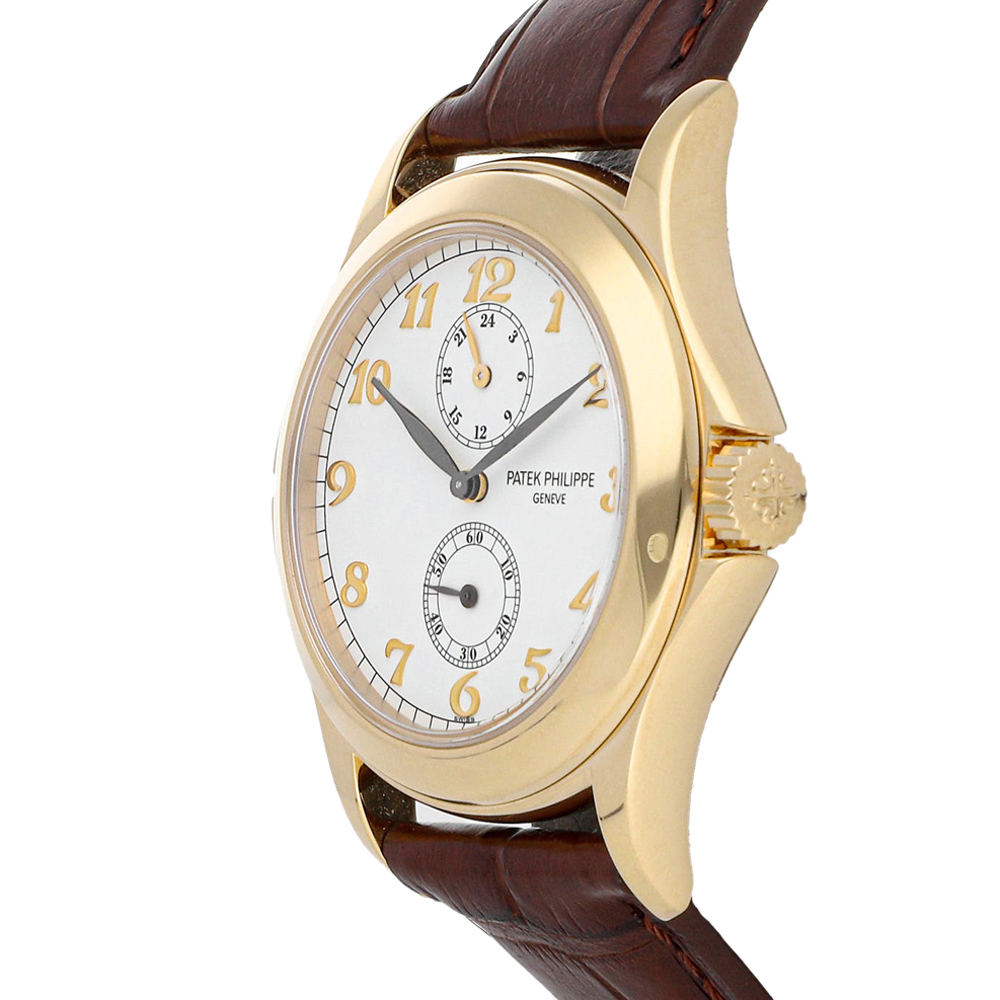 

Patek Philippe Silver 18k Yellow Gold Complications Travel Time 5134J-001 Men's Wristwatch 37 MM