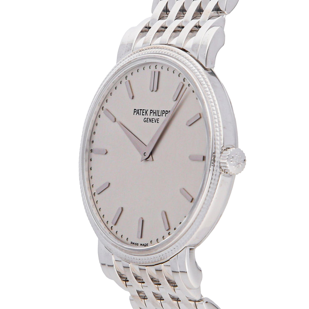

Patek Philippe Silver 18K White Gold Calatrava 5120/1G-001 Men's Wristwatch 35 MM