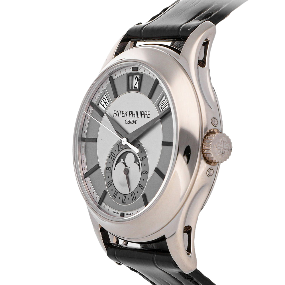 

Patek Philippe Silver 18K White Gold Complications Annual Calendar 5205G-001 Men's Wristwatch 40 MM