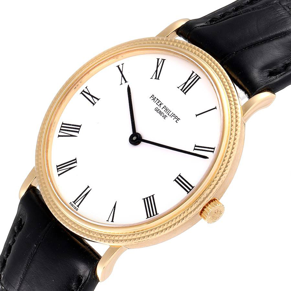 

Patek Philippe White 18K Yellow Gold Calatrava 3954 Men's Wristwatch 33 MM
