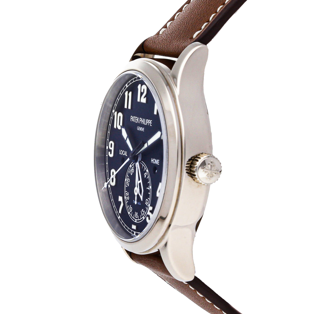 

Patek Philippe Blue White Gold Calatrava Pilot Travel Time 5524 Men's Wristwatch 42 mm