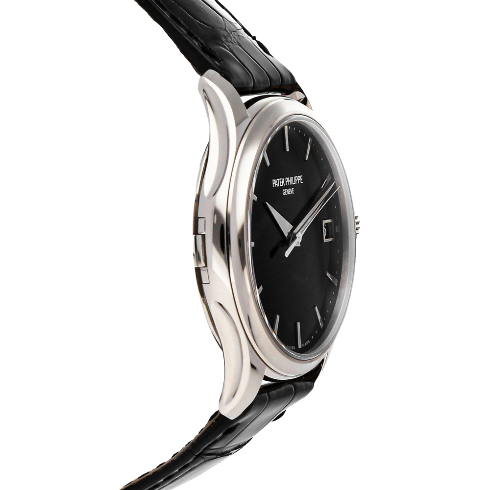 

Patek Philippe Black 18K White Gold Calatrava 5227G-010 Men's Wristwatch 39 mm