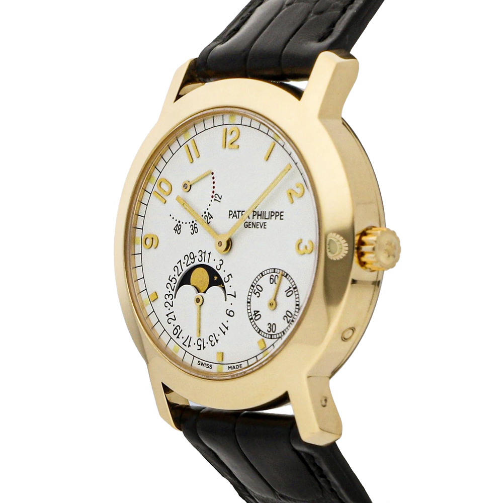 

Patek Philippe White 18k Yellow Gold Calatrava Moon Phase 5055J-001 Men's Wristwatch 36 MM