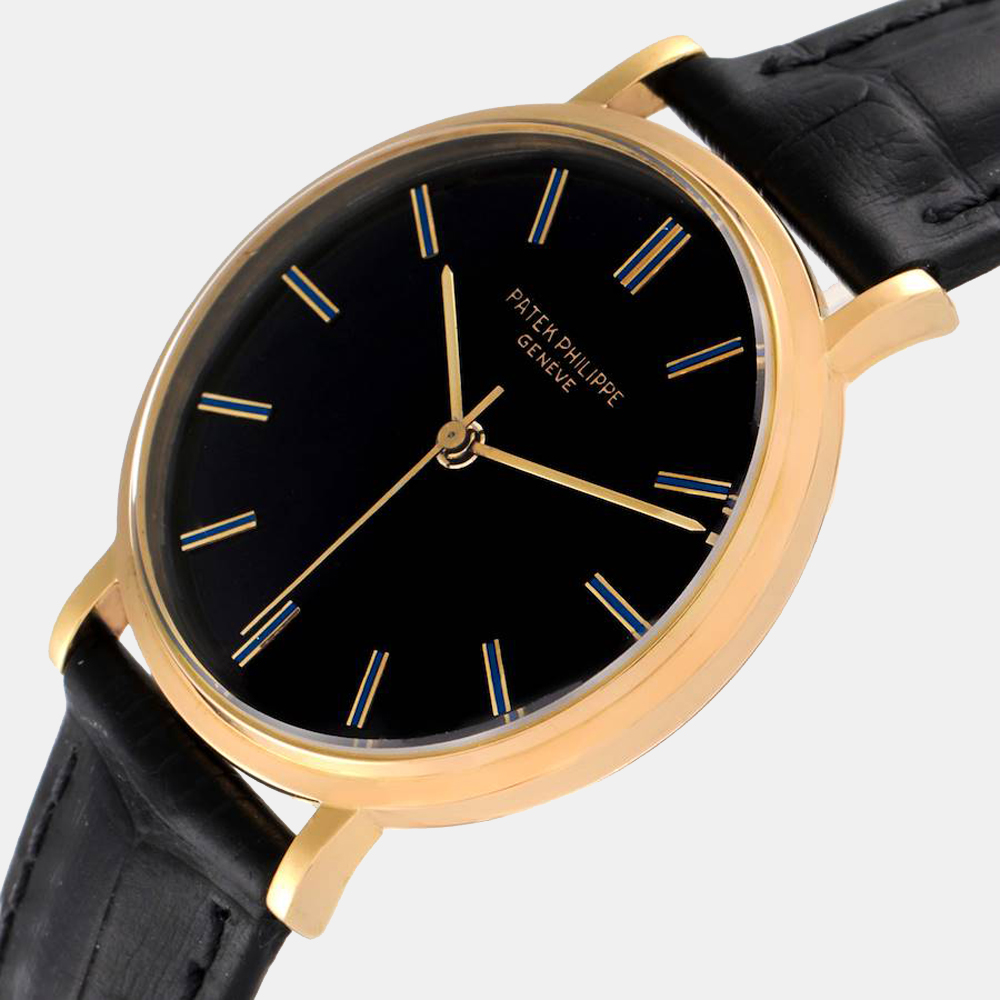 

Patek Philippe Black 18K Yellow Gold Calatrava Vintage 3569 Men's Wristwatch 34 MM