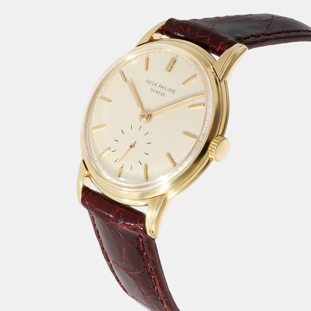 

Patek Philippe Ivory Yellow Gold Calatrava 2484 Hand-Winding Men's Wristwatch 32 mm, White