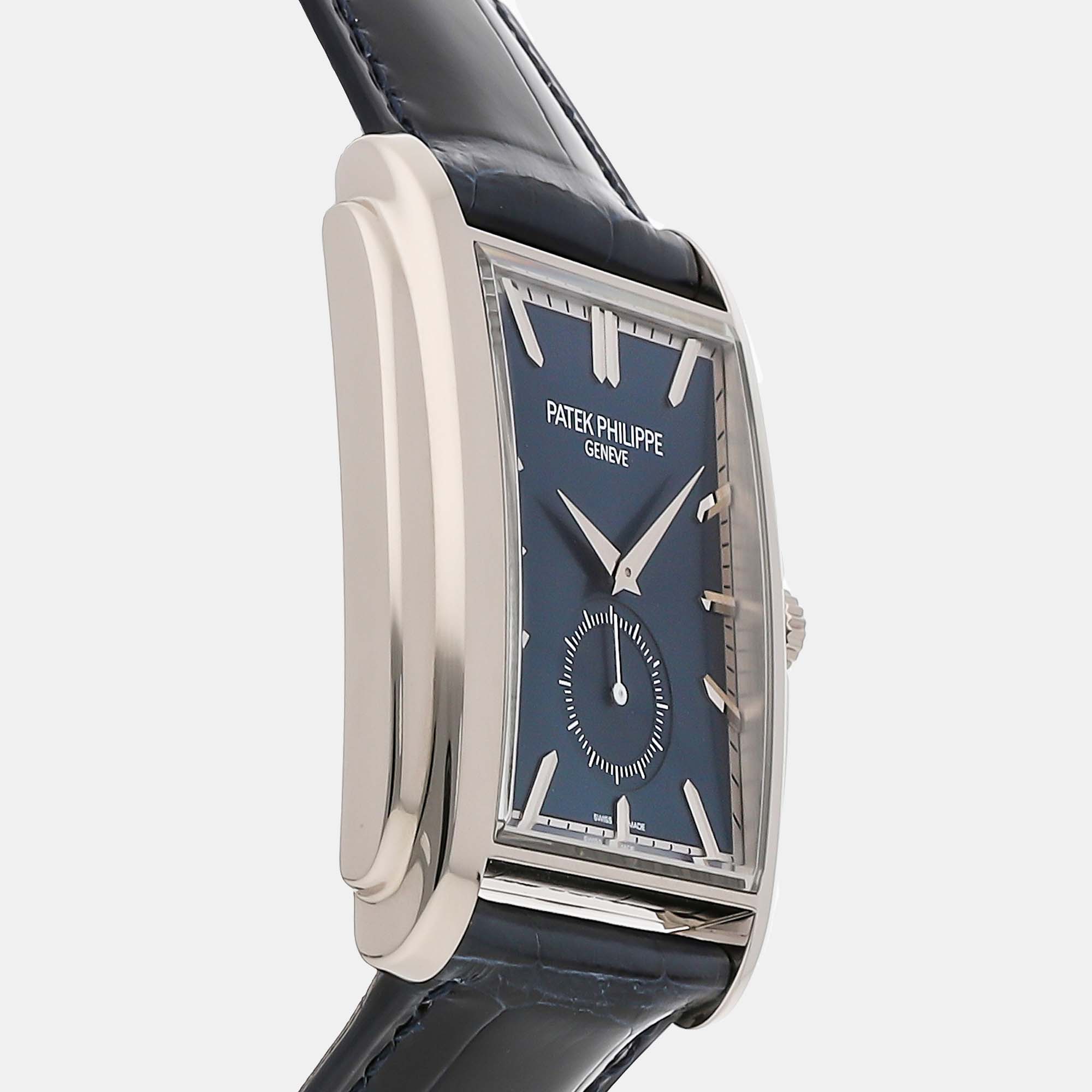 

Patek Philippe Blue 18k White Gold Gondolo 5124G-011 Manual Winding Men's Wristwatch 33 mm