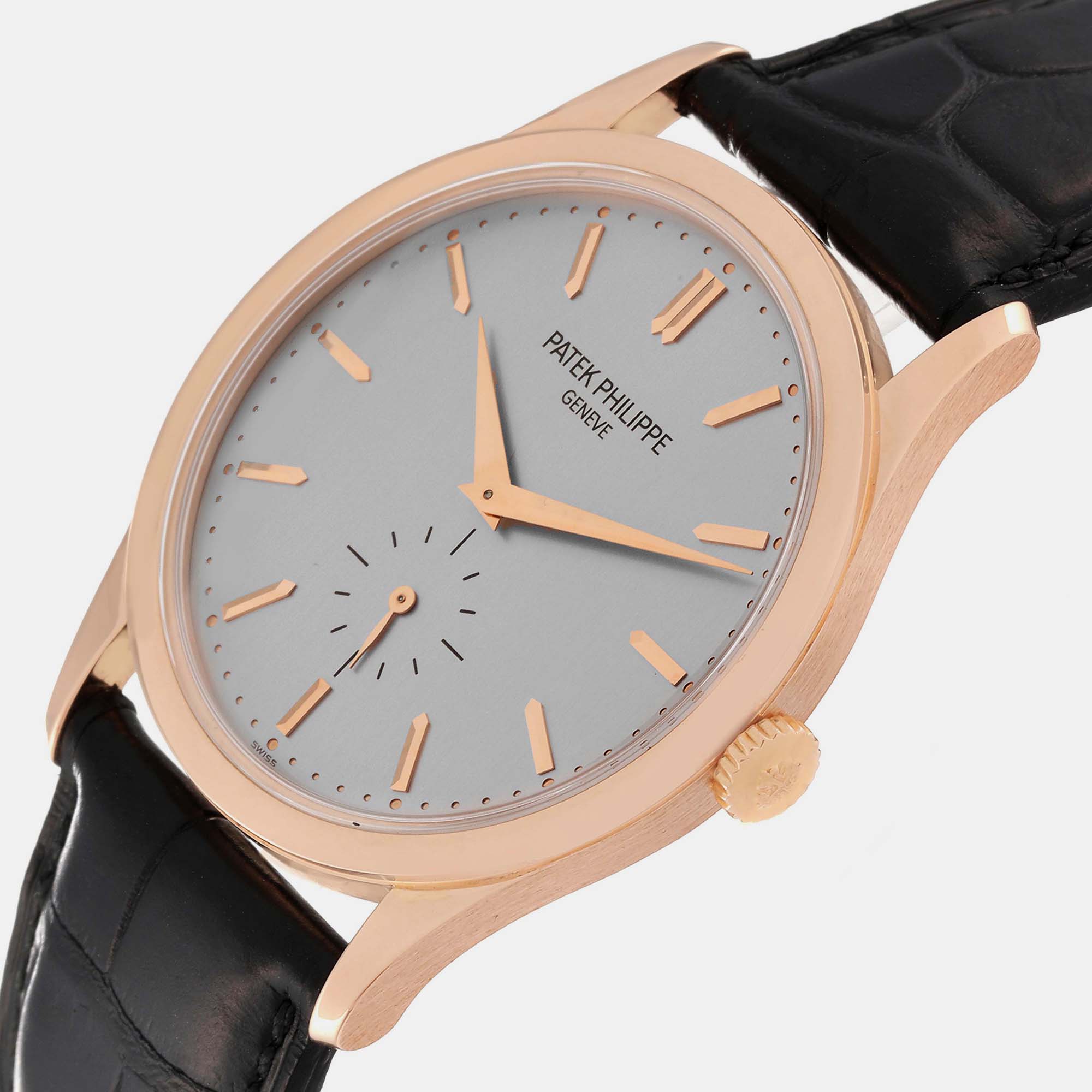 

Patek Philippe Silver 18k Rose Gold Calatrava 5196 Manual Winding Men's Wristwatch 37 mm