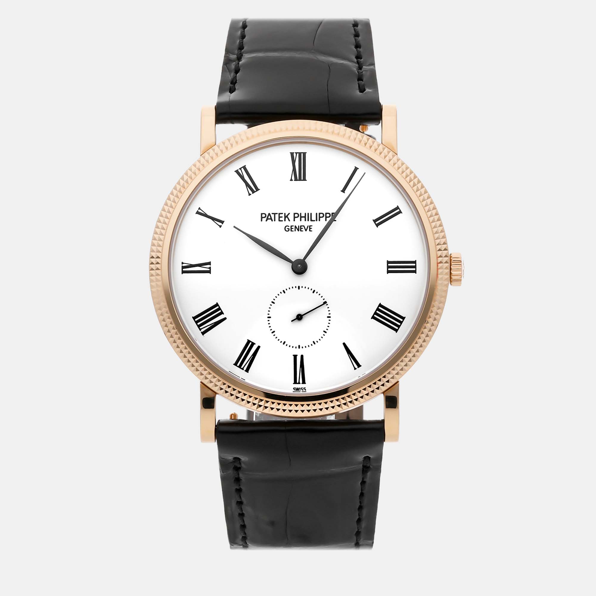 Pre-owned Patek Philippe White 18k Rose Gold Calatrava 5119r-001 Manual Winding Men's Wristwatch 36 Mm