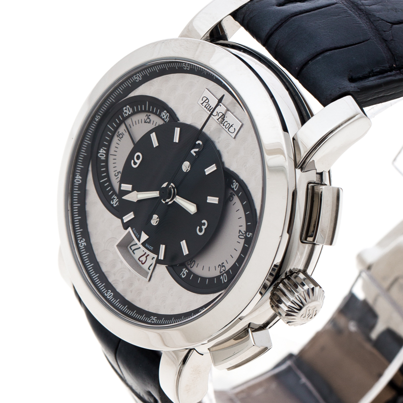 

Paul Picot Silver Black Stainless Steel Technograph