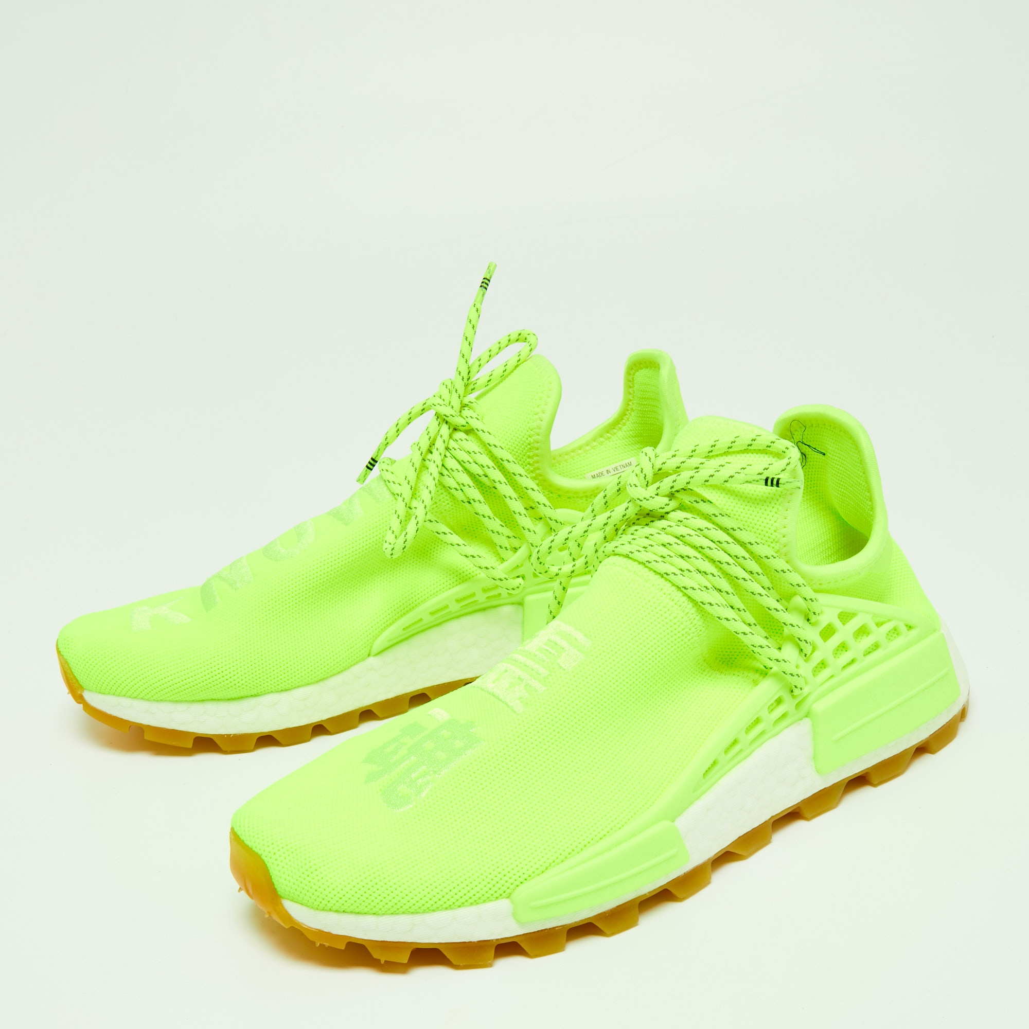 

Pharrell Williams x adidas Green Knit Fabric Human Body NMD Sneakers Size