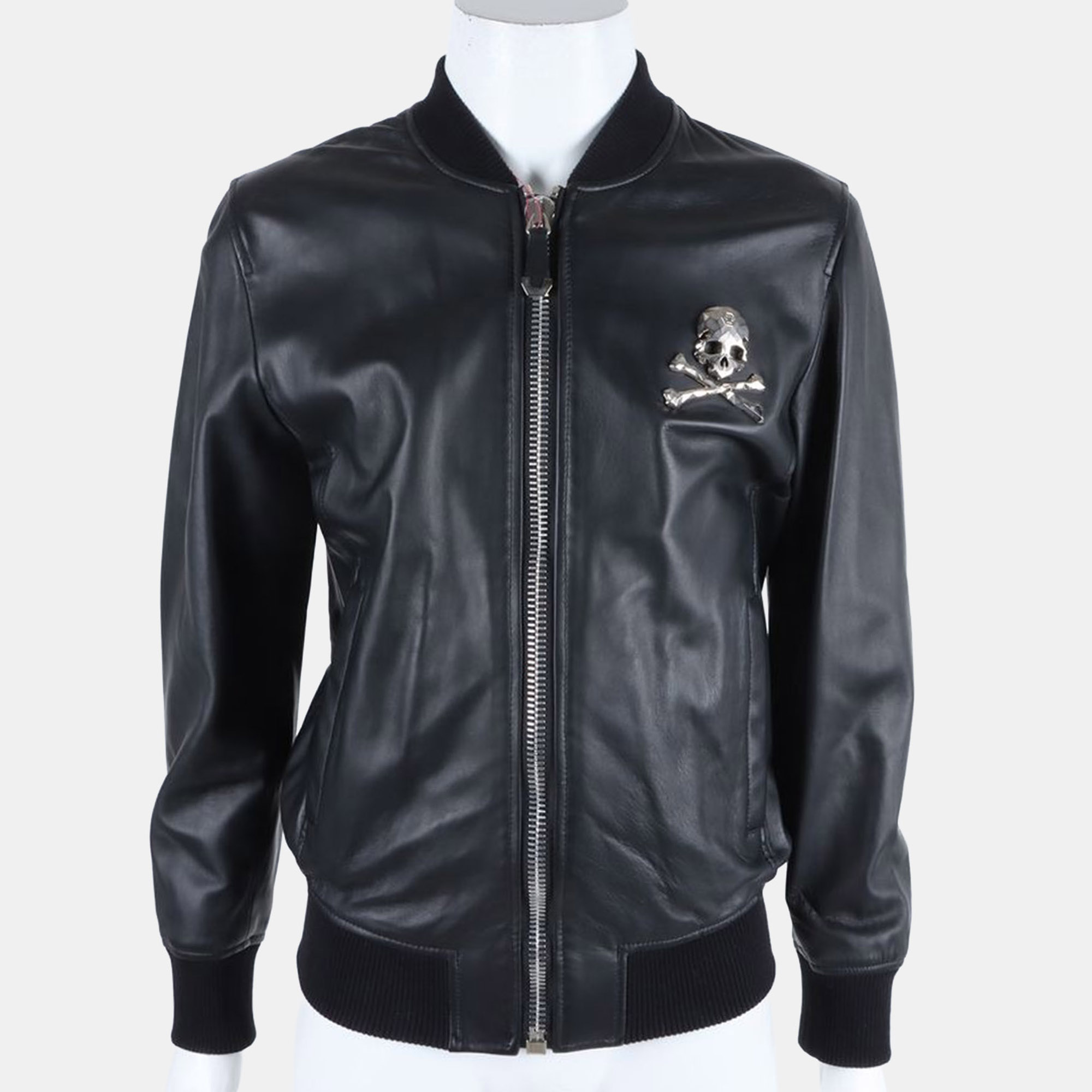 

Philipp Plein Homme Blouson Leather Jacket, Black