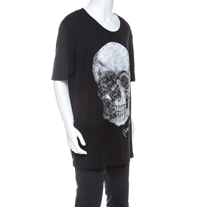 

Philipp Plein Black Skull Print Cotton Crystal Detail T-Shirt
