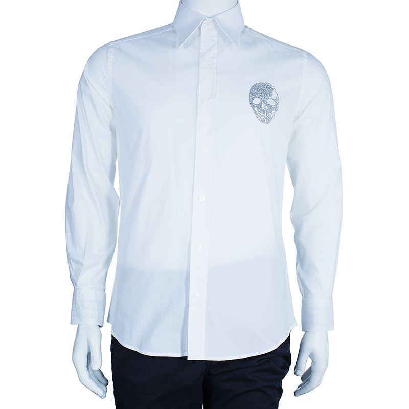 

Philipp Plein Men's White Embellished Shirt