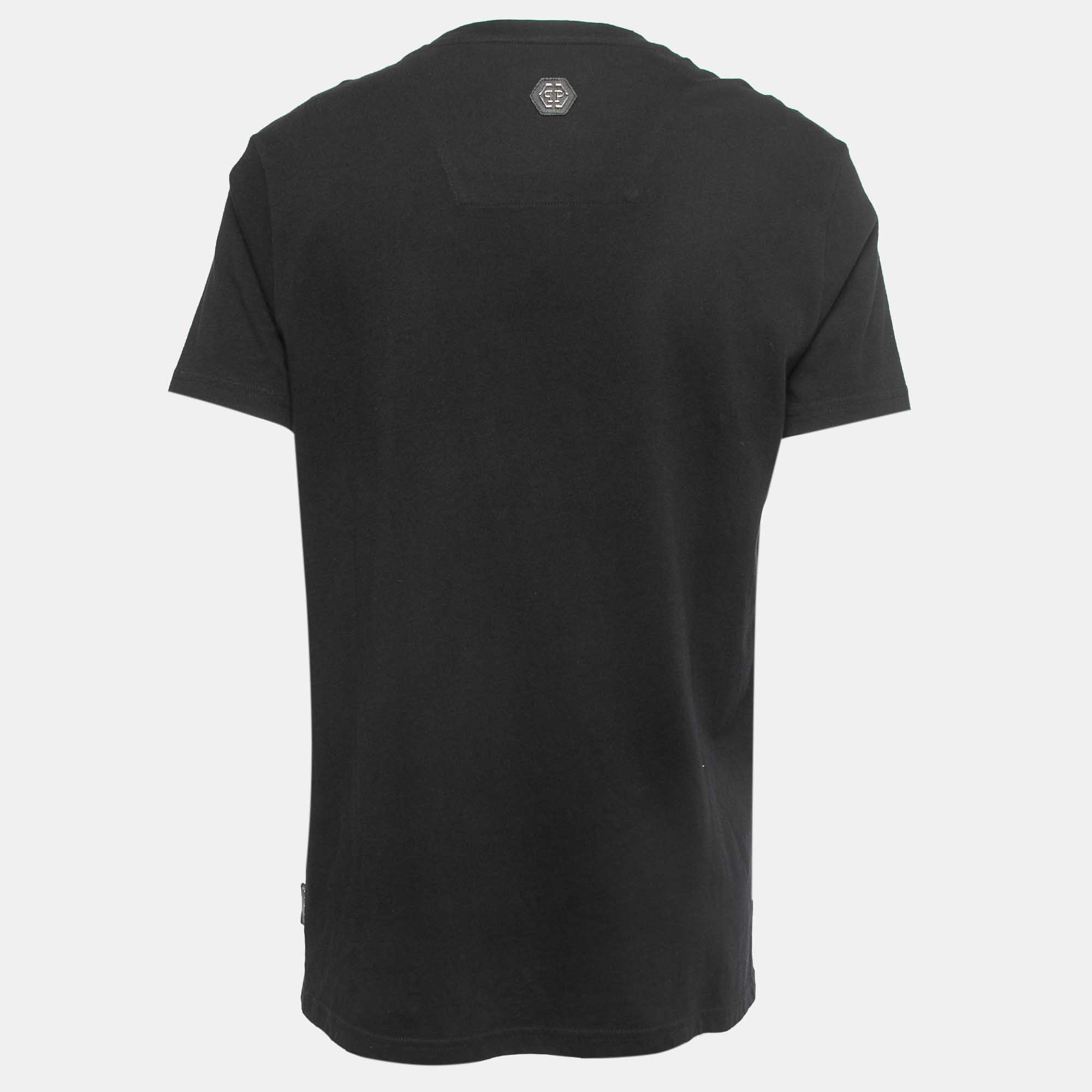 

Philipp Plein Homme Black Skull Embellished Cotton Crew Neck T-Shirt