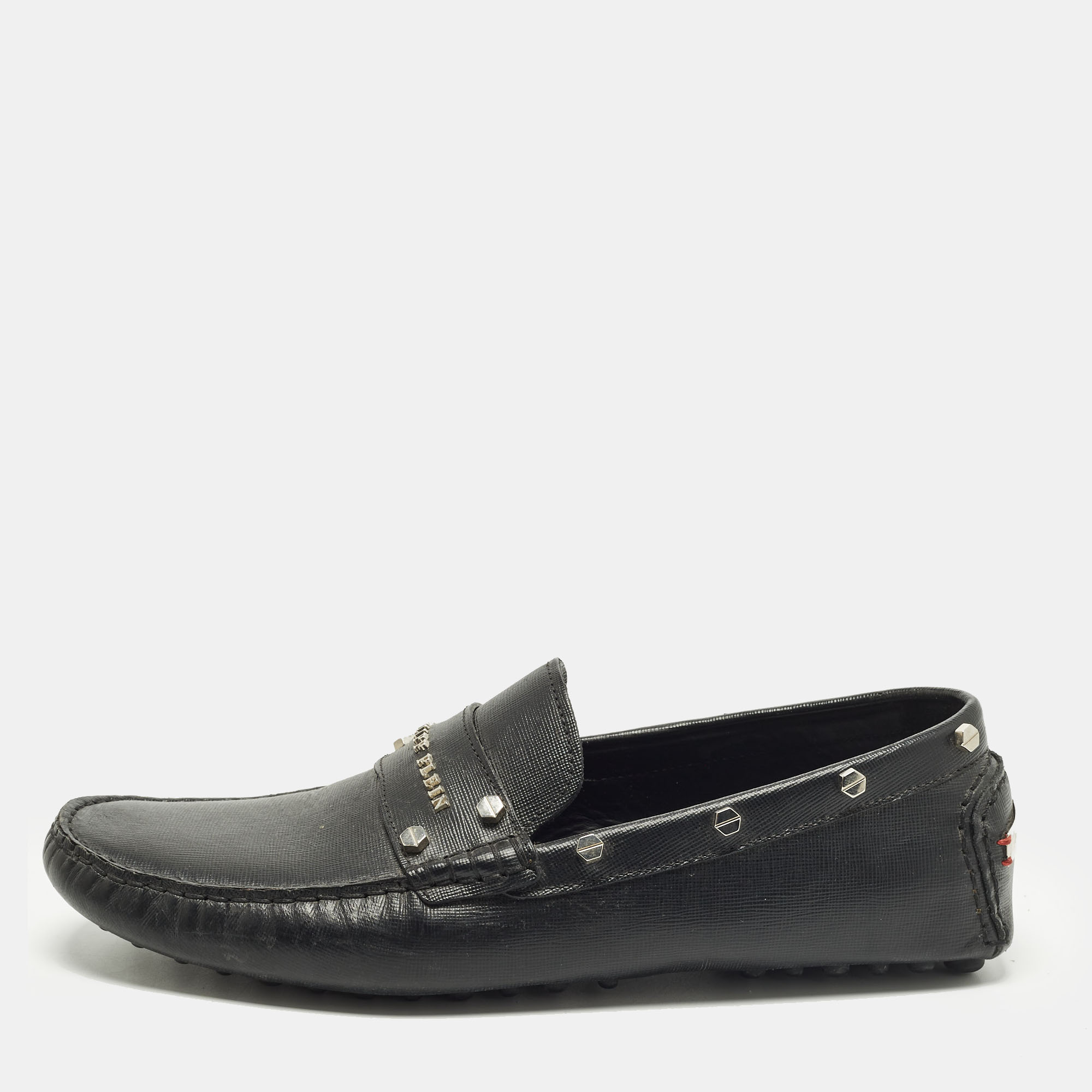 

Philipp Plein Size  Black Saffiano Leather Studded Loafers