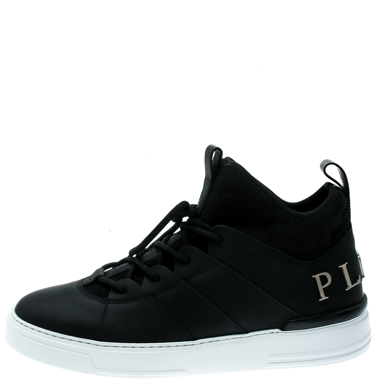 

Philipp Plein Black Leather/Fabric Cielo Hi-Top Sneakers Size
