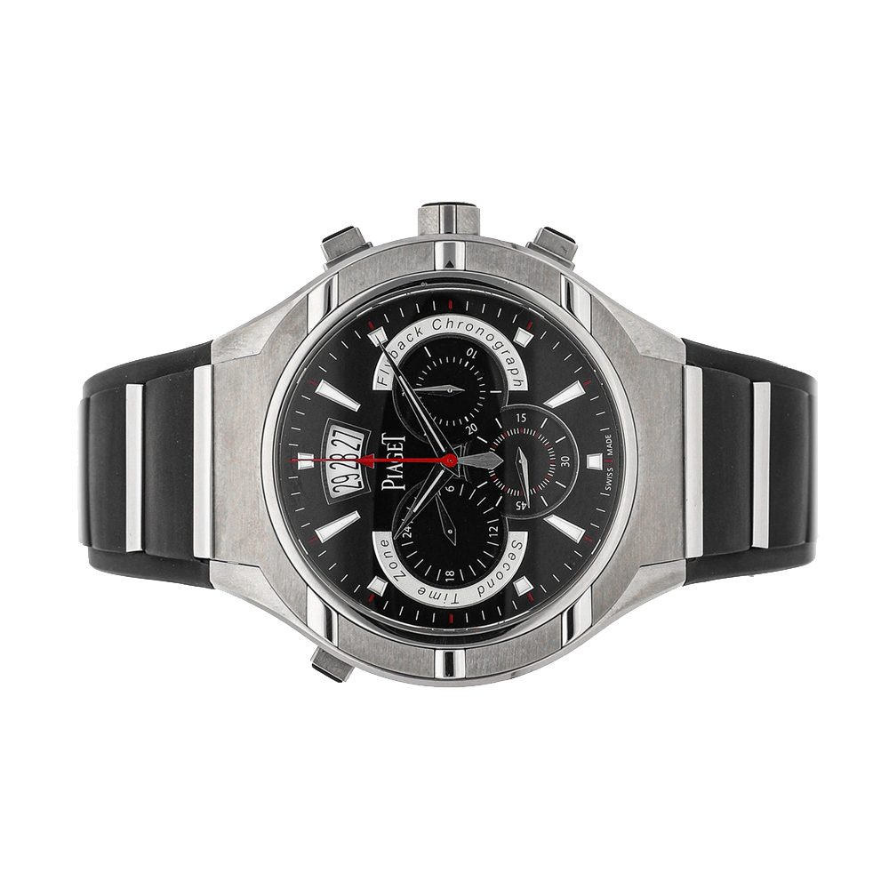 

Piaget Black Stainless Steel Polo FortyFive Flyback Chronograph GMT G0A34002 Men's Wristwatch