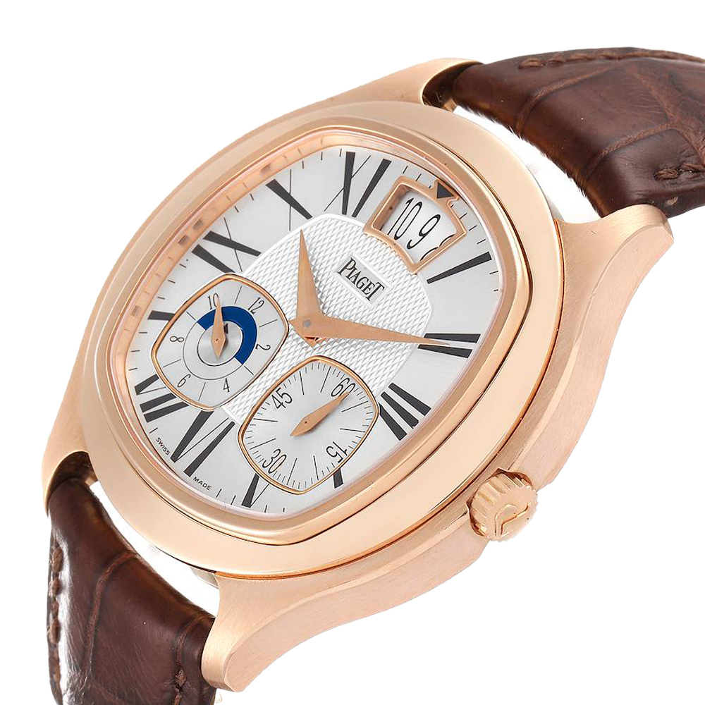 

Piaget Silver 18k Rose Gold Emperador P10350 Men's Wristwatch 42 MM