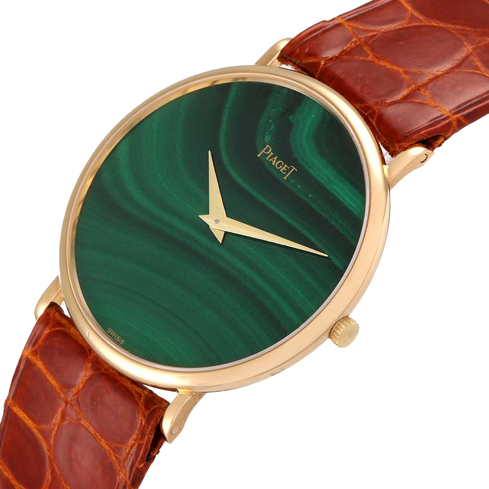 

Piaget Green Malachite18K Yellow Gold Vintage 9035 Men's Wristwatch 32 MM