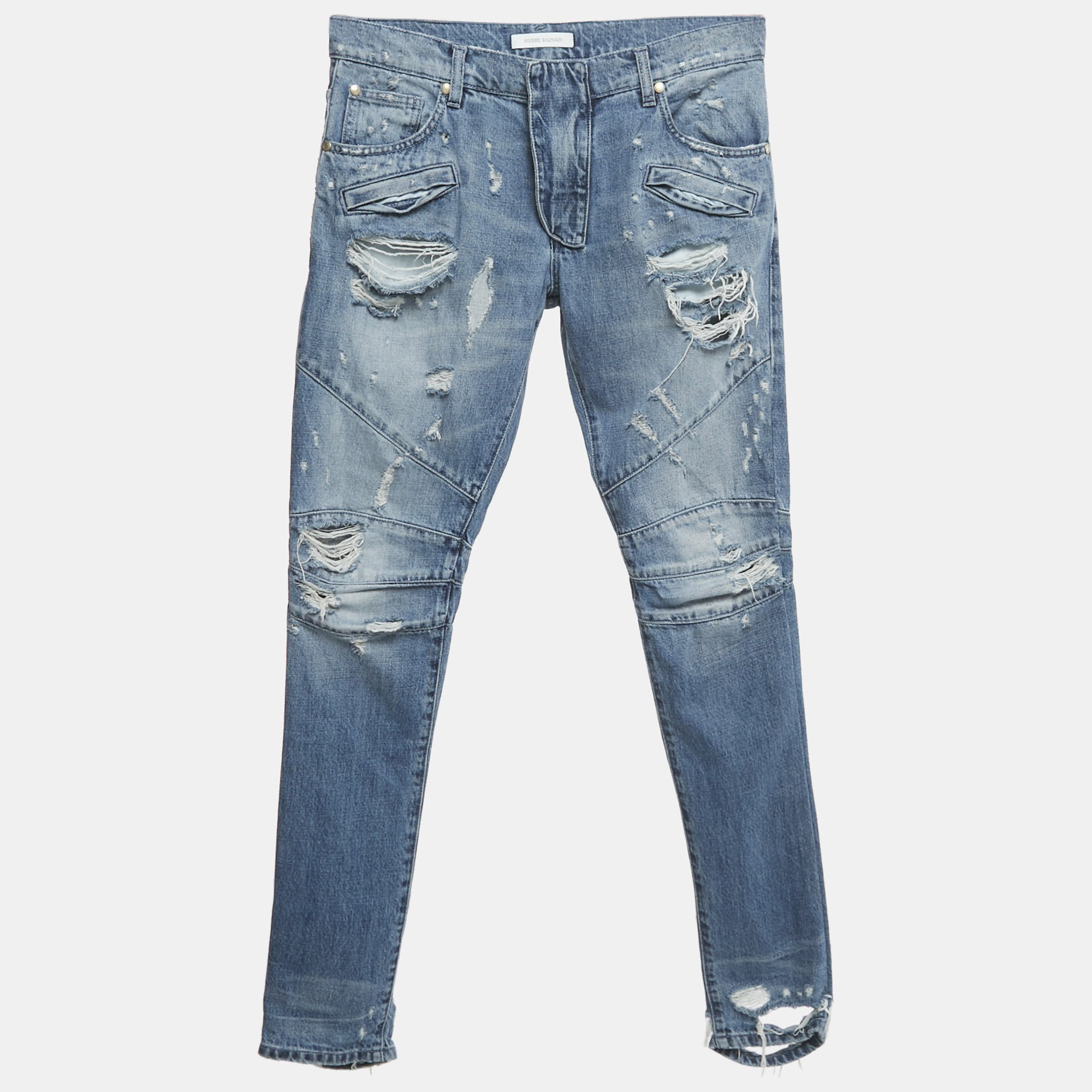 

Pierre Balmain Blue Distressed Denim Jeans M Waist 33"