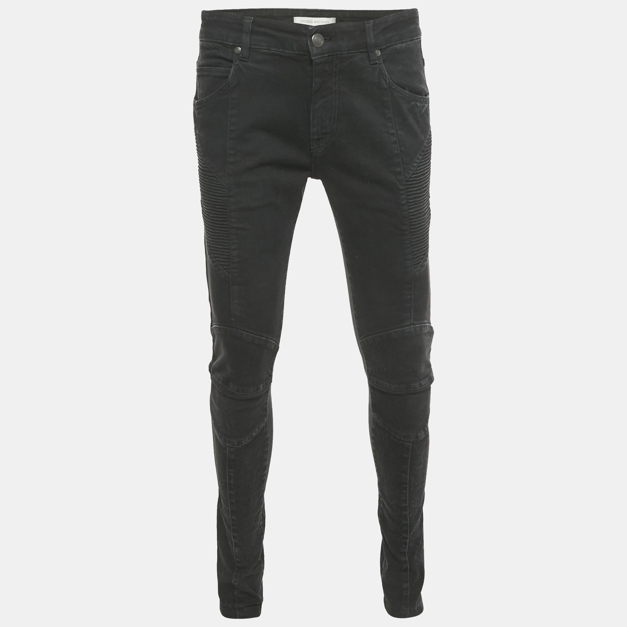 

Pierre Balmain Black Washed Denim Panel Detail Jeans M Waist 33"