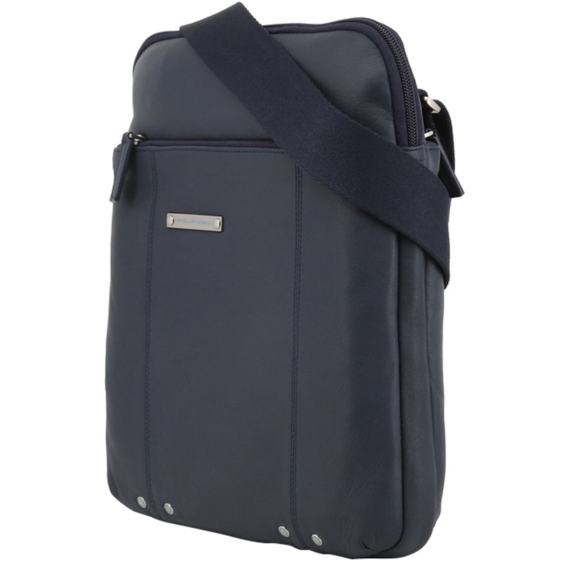 

Piquadro Navy Blue Leather Messenger Bag