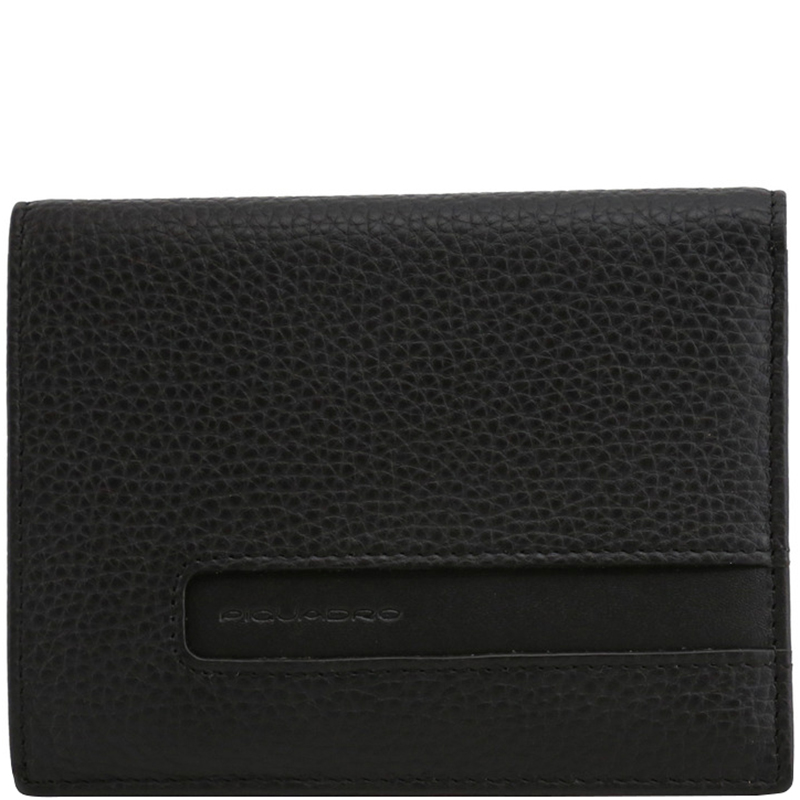 Piquadro Black Pebbled Leather Bifold Wallet Piquadro | The Luxury Closet