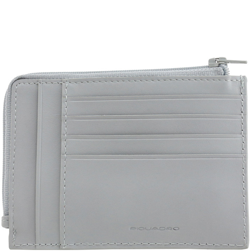 

Piquadro Light Grey Leather Credit Card Holder