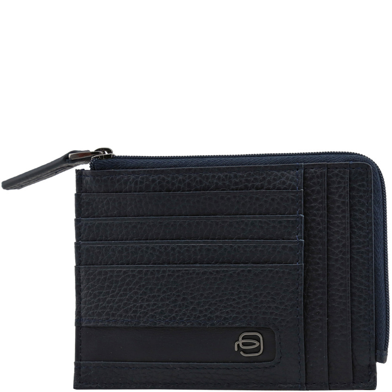 Piquadro Navy Blue Leather Credit Card Holder
