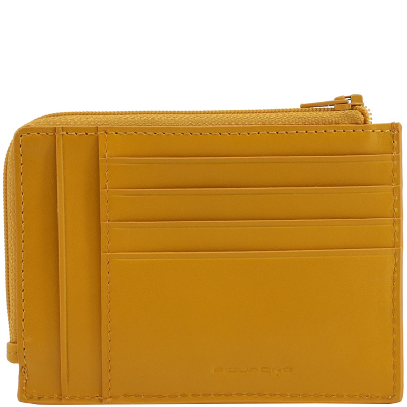 

Piquadro Yellow Gold Leather Credit Card Holder
