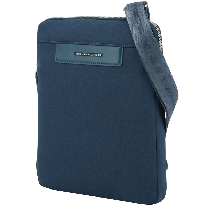 

Piquadro Blue Fabric and Leather Messenger Bag