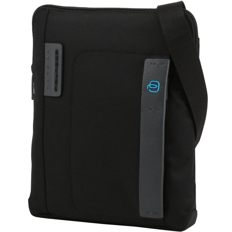 

Piquadro Black Nylon and Leather Messenger Bag