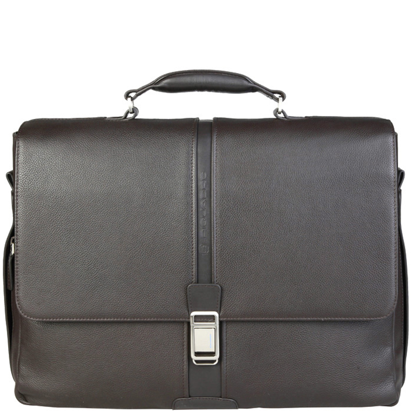 Piquadro Dark Brown Leather Briefcase
