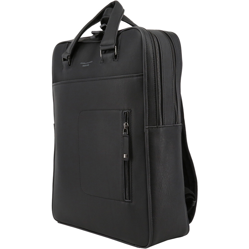 

Piquadro Black Leather Backpack