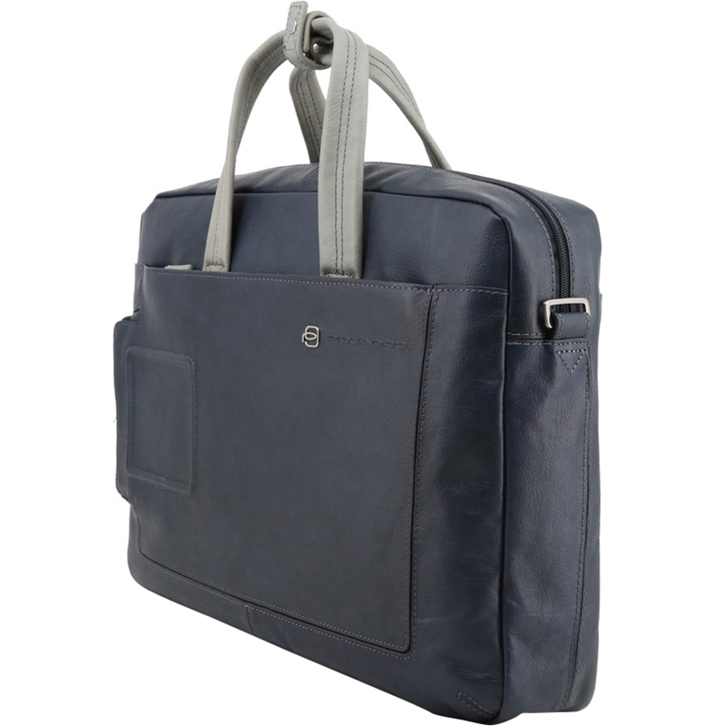 

Piquadro Navy Blue Leather Briefcase