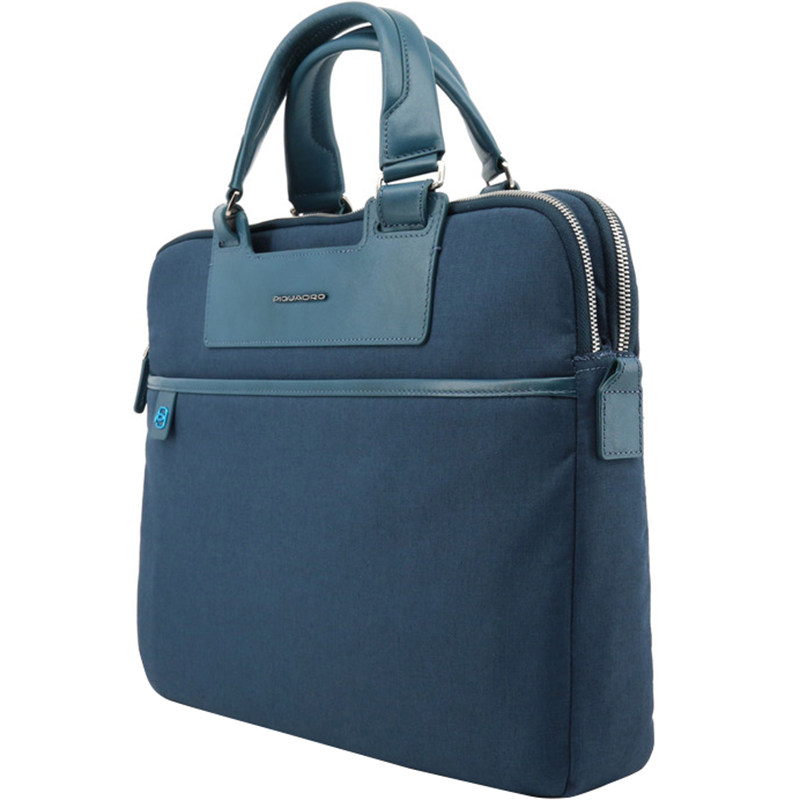 

Piquadro Blue Fabric and Leather Briefcase
