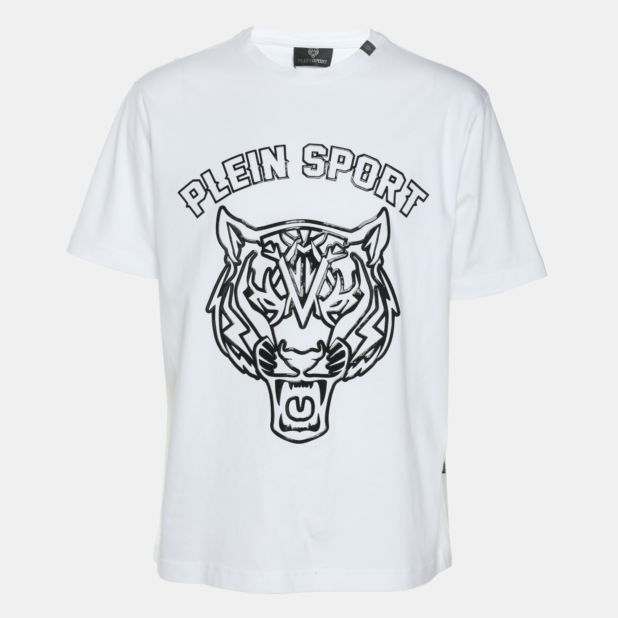

Plein Sport White Jersey Tiger Print T-Shirt L