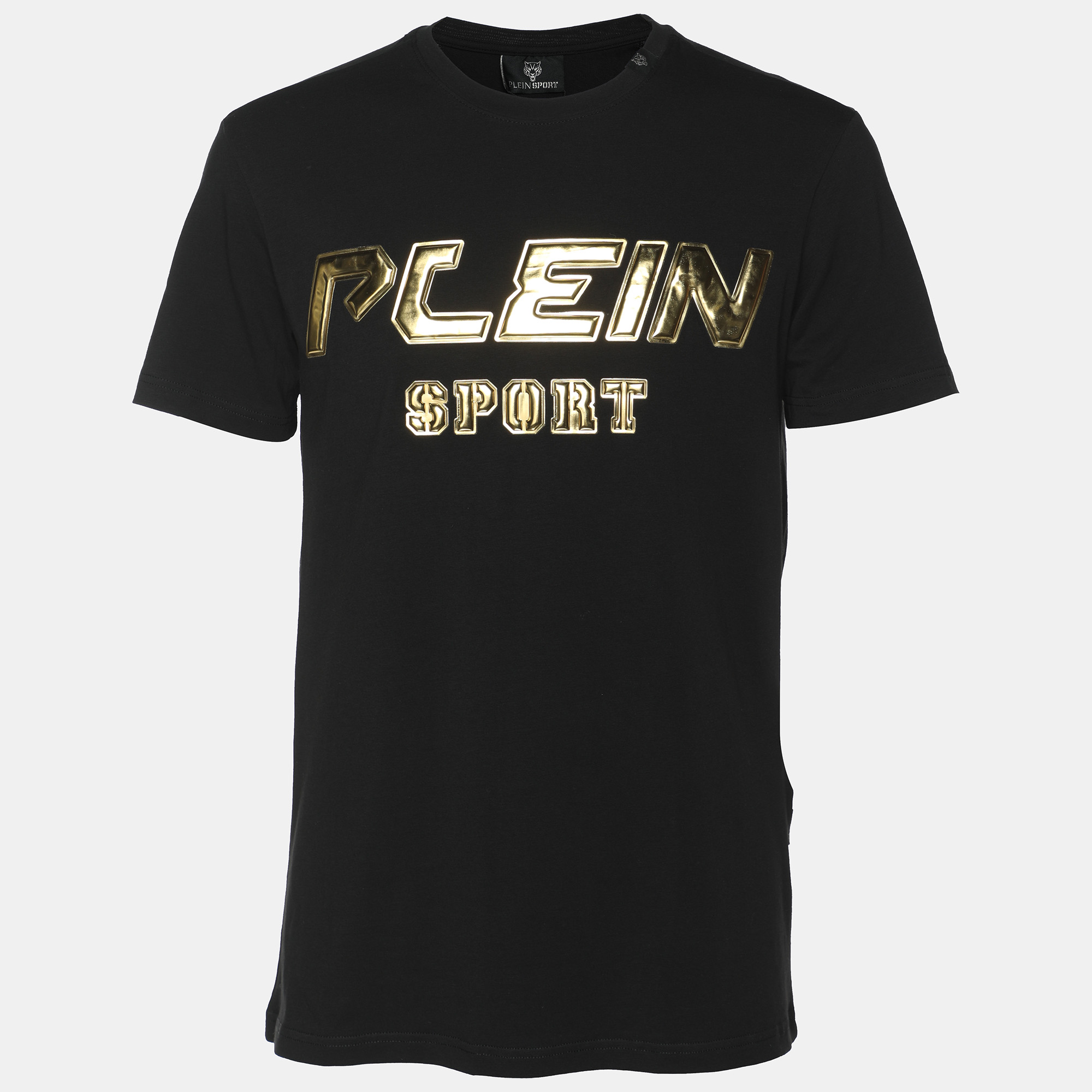 Pre-owned Plein Sport Black/gold Jersey Logo Print T-shirt M