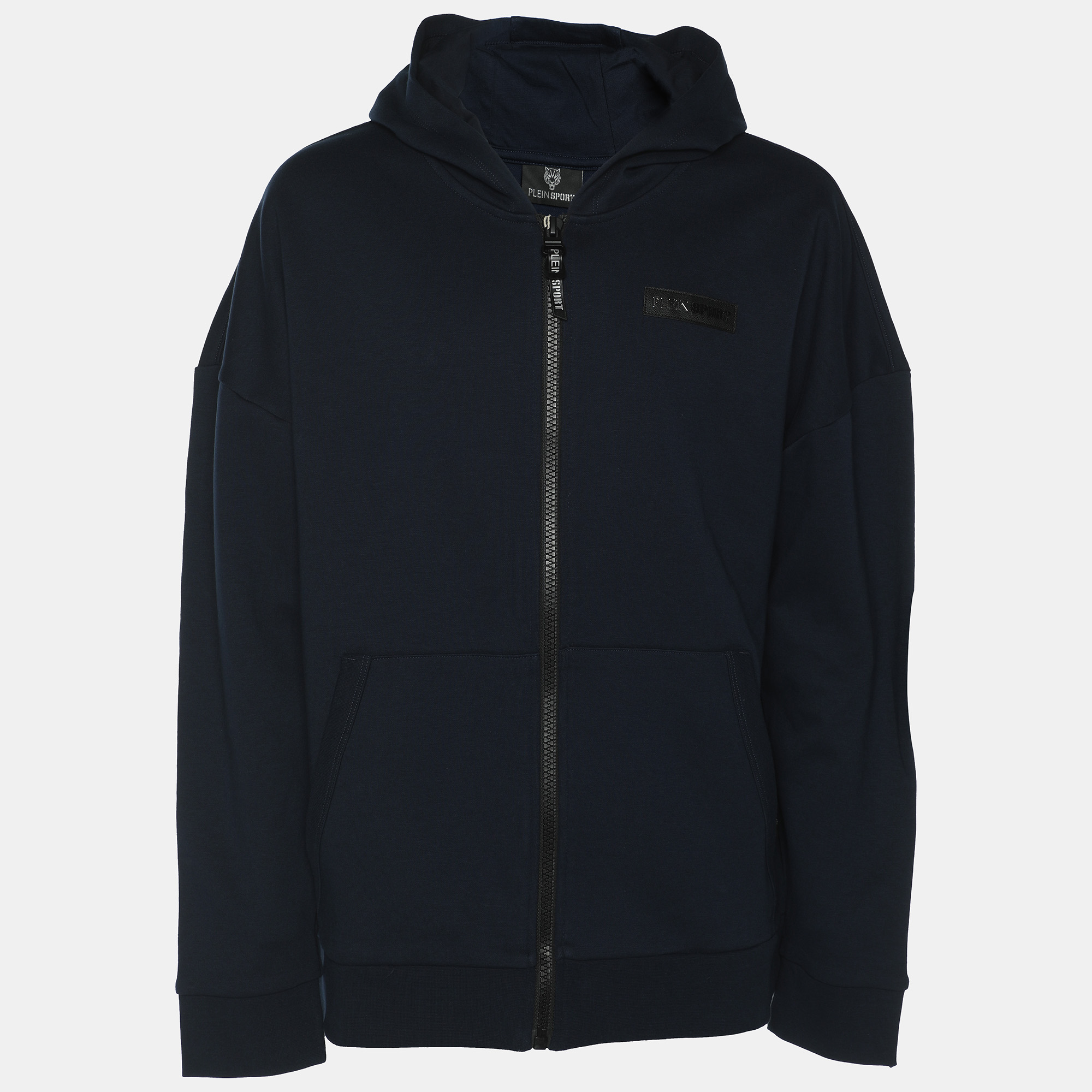 

Plein Sport Navy Blue Jersey Logo Hoodie Jacket L