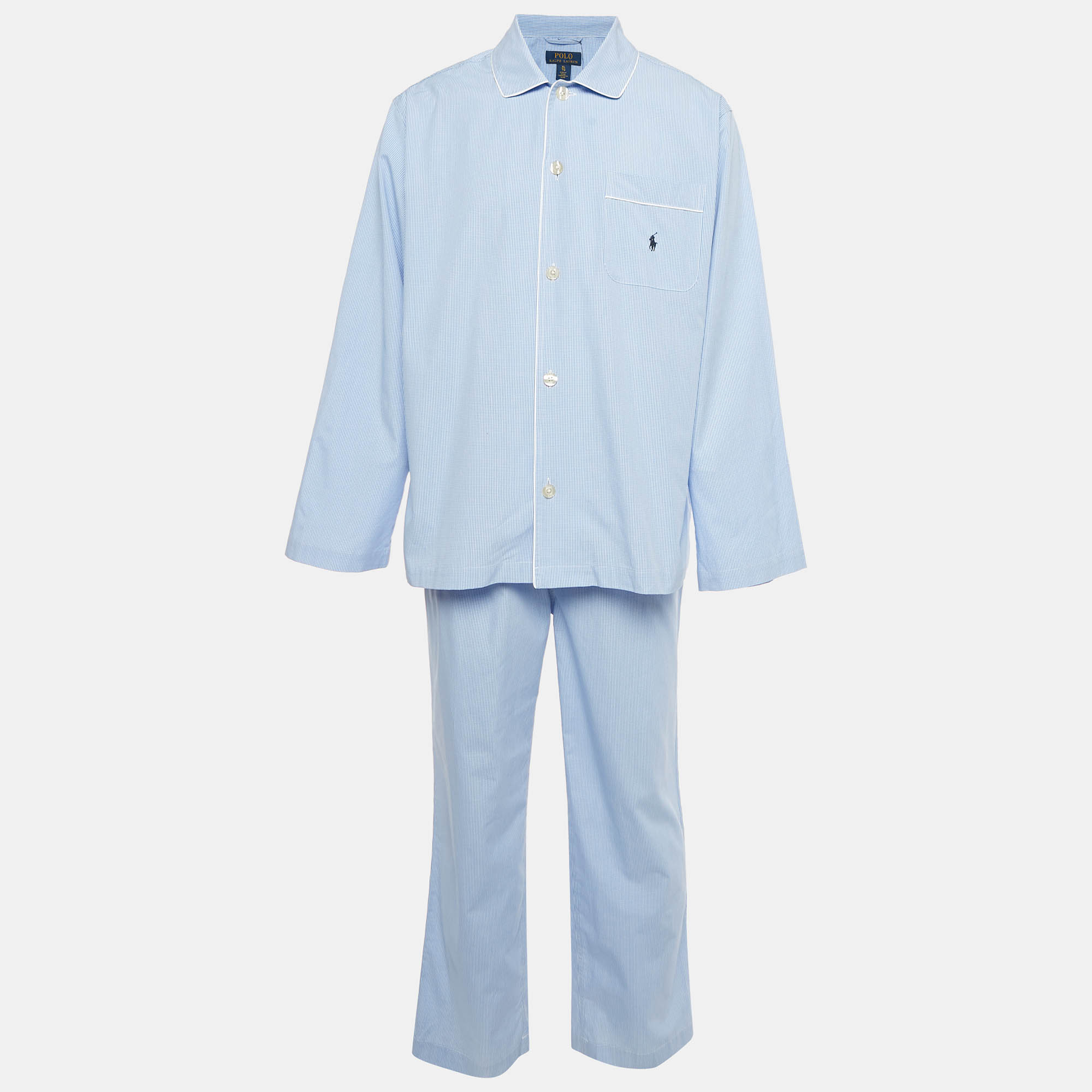 

Polo Ralph Lauren Blue Gingham Poplin Long Sleep Set XL