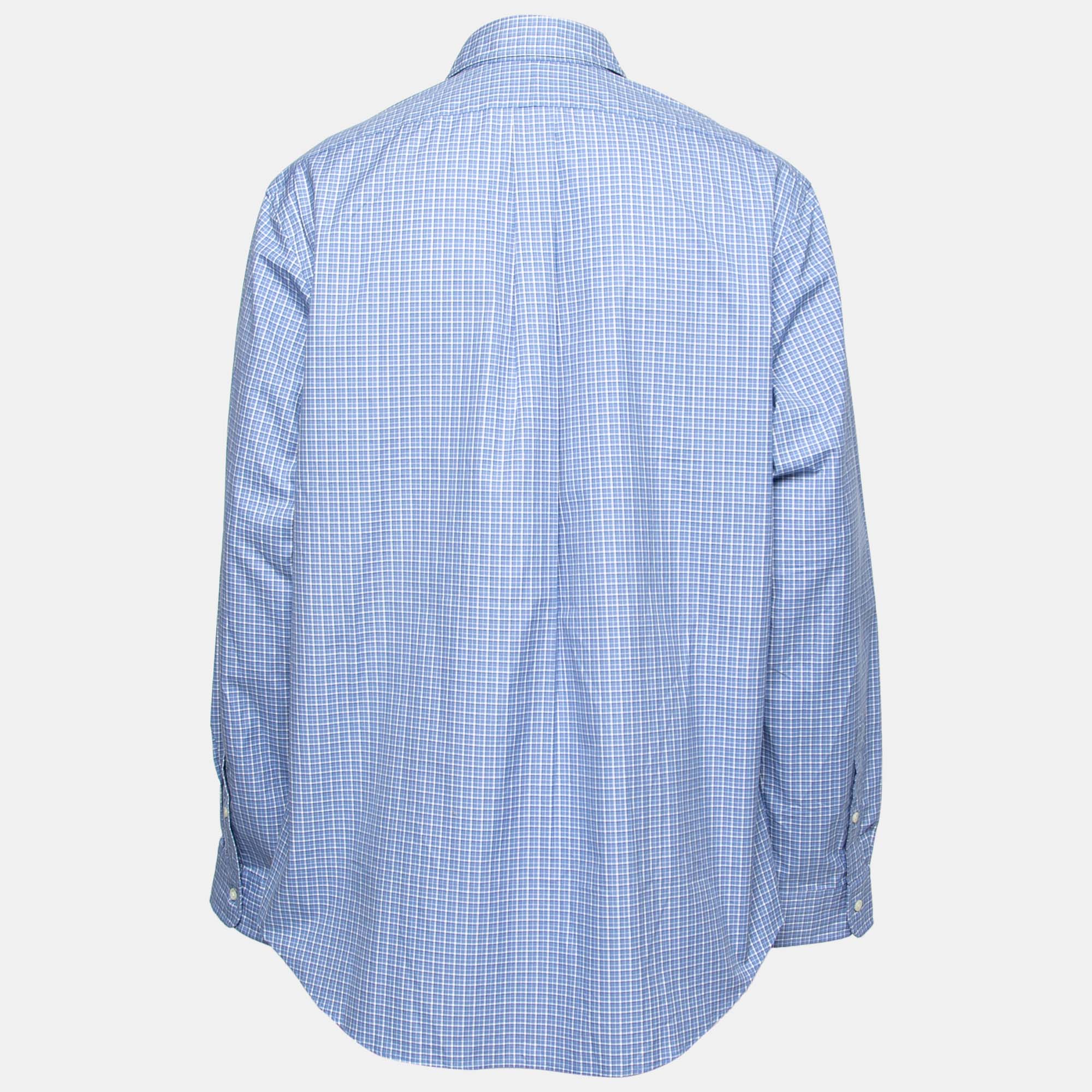 

Polo Ralph Lauren Blue Checked Cotton Button Front Shirt