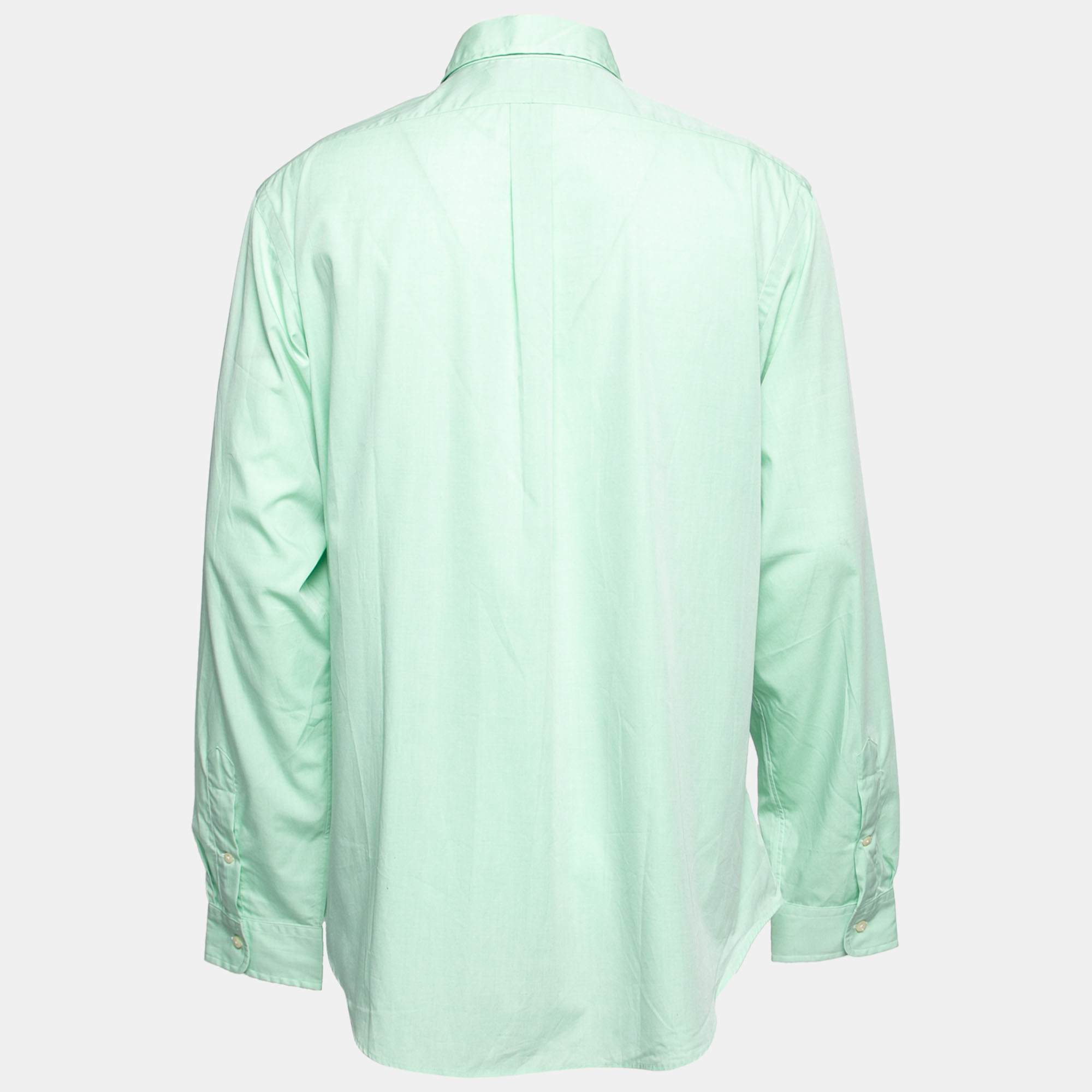 

Polo Ralph Lauren Green Cotton Button Down Custom Fit Shirt