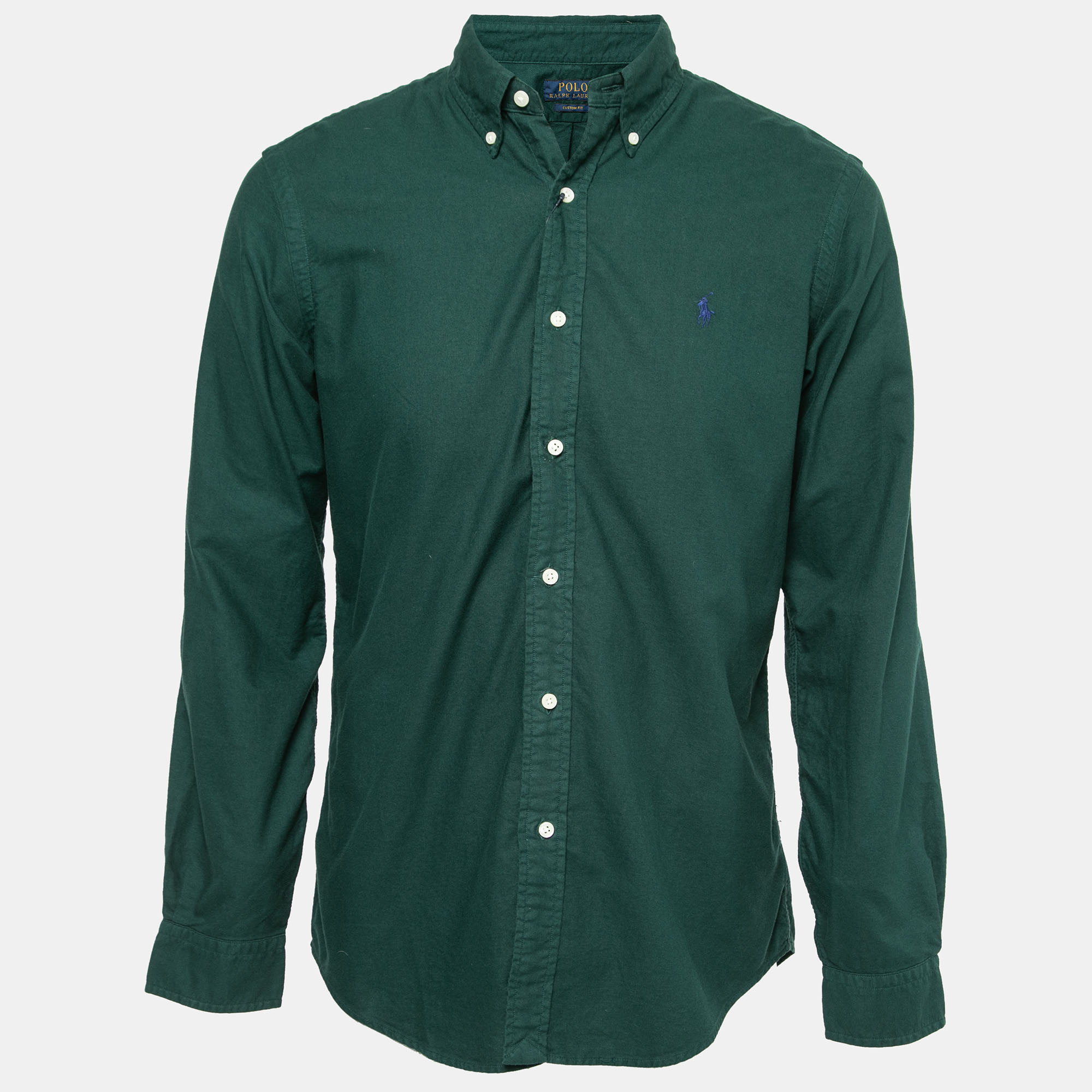 Pre-owned Polo Ralph Lauren Green Cotton Button Down Shirt M
