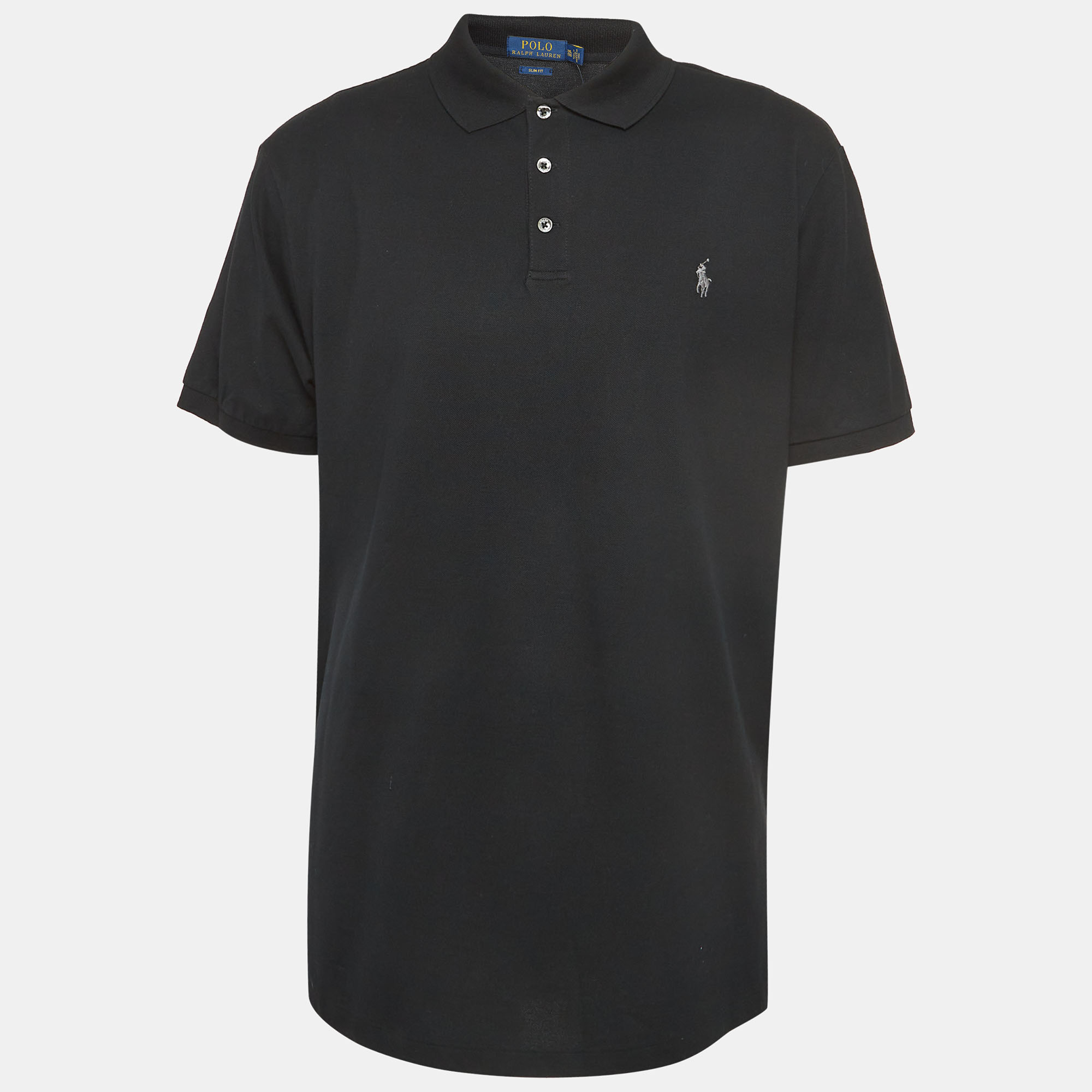 Pre-owned Polo Ralph Lauren Black Logo Embroidered Cotton Pique Polo T-shirt Xxl