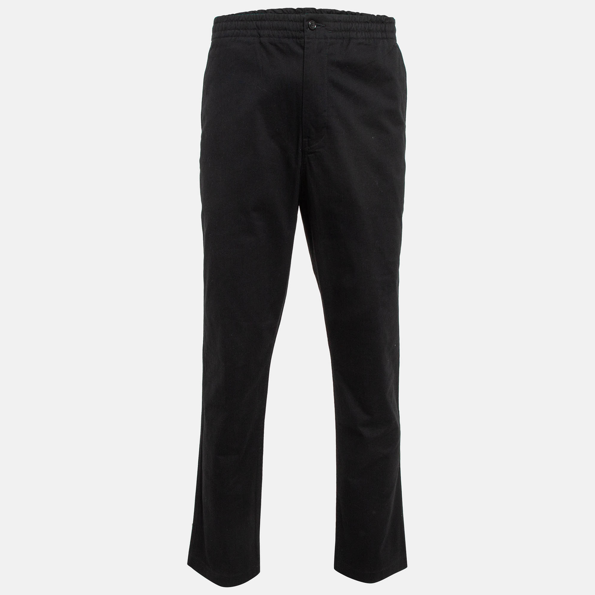 Pre-owned Polo Ralph Lauren Black Cotton Trousers L