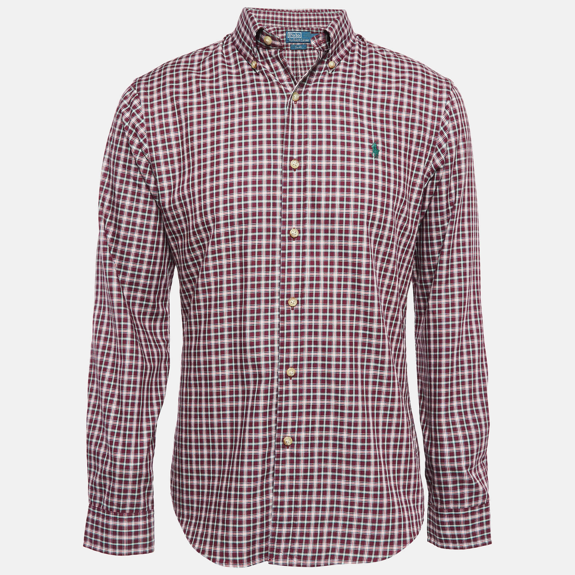 

Polo Ralph Lauren Burgundy Checkered Cotton Buttoned Down Shirt M