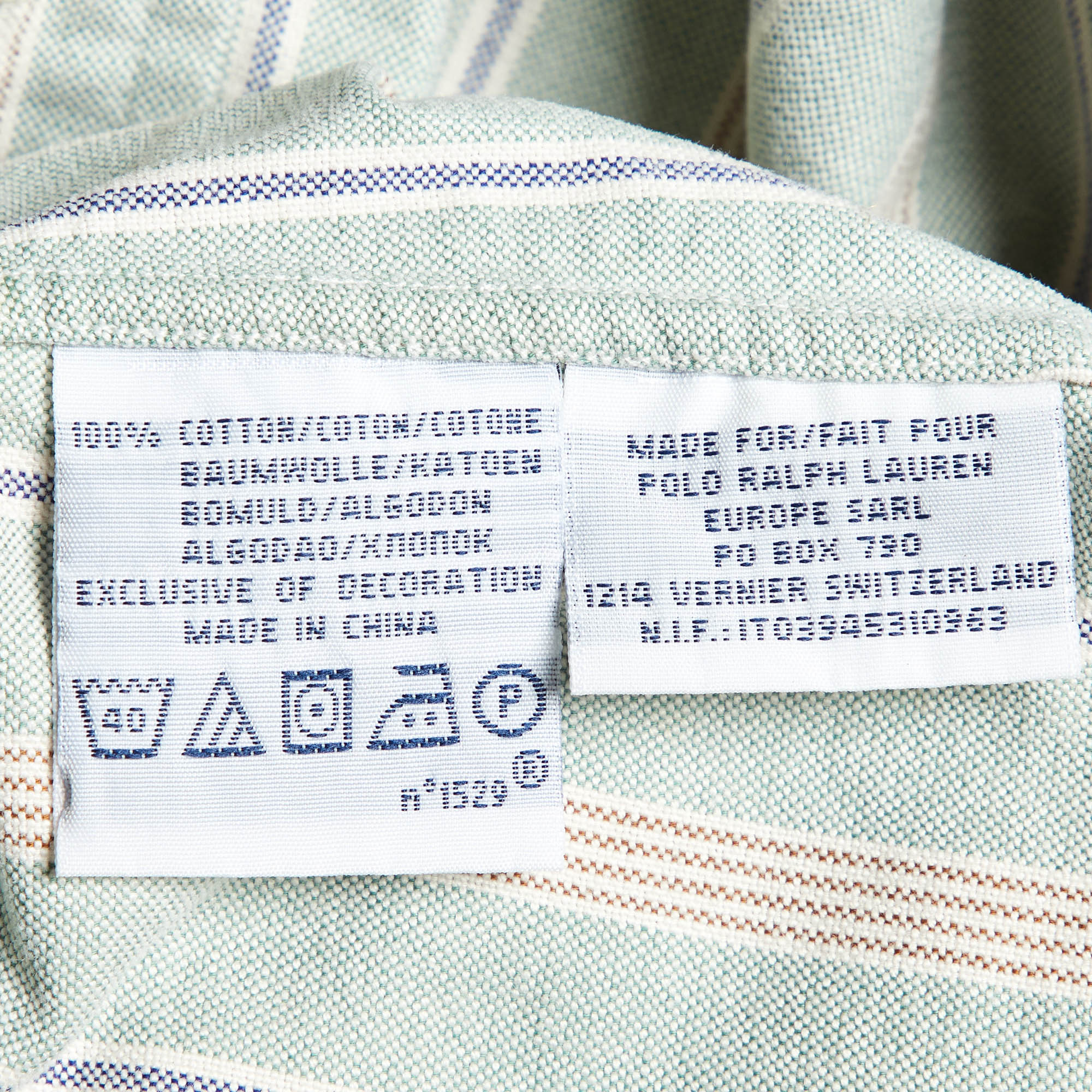 Polo Ralph Lauren Light Green Striped Cotton Button Down Shirt S 